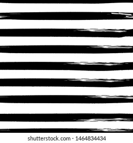 Striped seamless pattern. Hand drawn grunge geometric background. Black brush stroke lines on white backdrop. Easy to edit vector template for wrapping paper, wallpaper, textile, tee-shirt, etc.