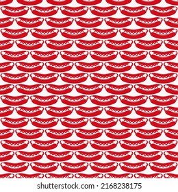 Striped seamless pattern for hot dog diner. Red print on white backdrop. Vector illustration
