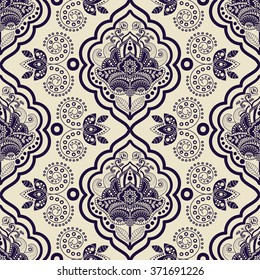 Striped seamless pattern. Monochrome floral wallpaper. Damask background