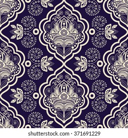 Striped seamless pattern. Monochrome floral wallpaper. Damask background