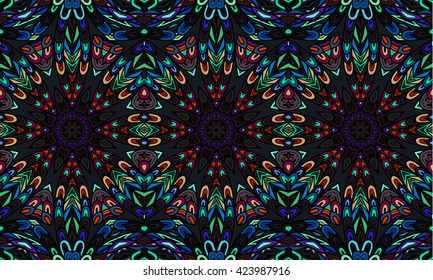 Striped seamless pattern. Original colorful border. Geometric doodle hand-drawn ornament