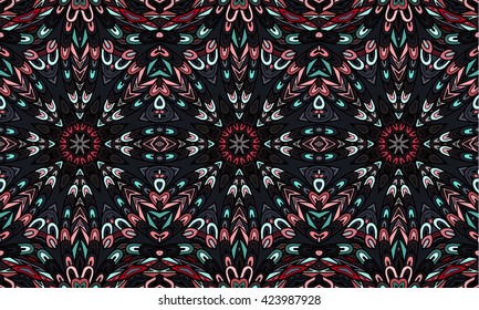 Striped seamless pattern. Original colorful border. Geometric doodle hand-drawn ornament