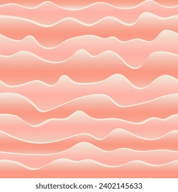 Striped seamless pattern with peachy waves. Delicate print for fabric or wallpaper. Vector illustration