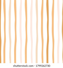 Striped seamless pattern in pink, beige and yellow color. Vector repeating design or texture.