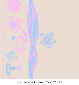 Striped seamless pattern of  stylized floral motif,halftone.