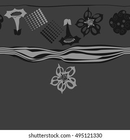 Striped seamless pattern of  stylized floral motif,halftone.