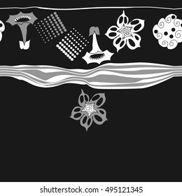 Striped seamless pattern of  stylized floral motif,halftone.
