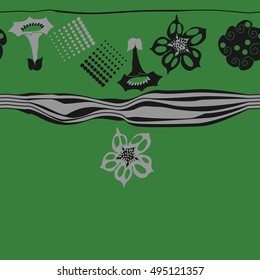 Striped seamless pattern of  stylized floral motif,halftone.