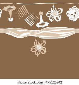 Striped seamless pattern of  stylized floral motif,halftone.