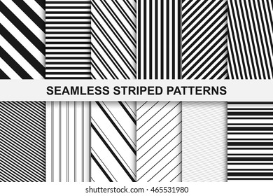 20 Seamless Striped Patterns Black White Stock Vector (Royalty Free ...