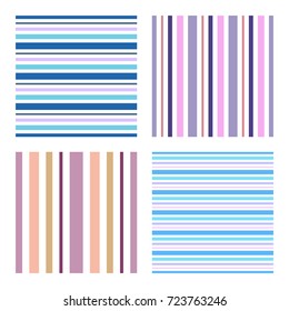 Striped seamless patterns collection. Simple vector backgrounds.