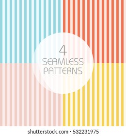 Striped seamless patterns. Stamp for fabric. Set for bed linen, gift wrapping paper, sleepwear, pillow, shirt, apparel and other textile products. Vector illustration