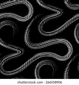 Striped seamless spotted grunge black and white wave texture. Ink grunge brush.Illustration background. 