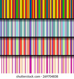 Striped seamless texture. Vector lines pattern set. Plaid fabric background. Unusual colorful ornament collection.