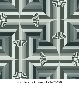 Striped semi discs seamless pattern. Vector.