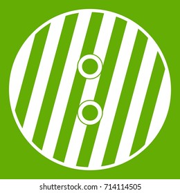Striped sewing button icon white isolated on green background. Vector illustration