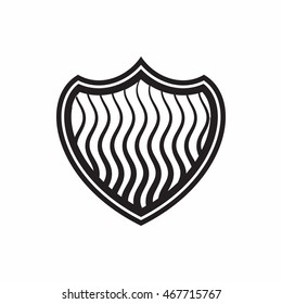 Striped shield icon in simple style isolated on white background. War symbol