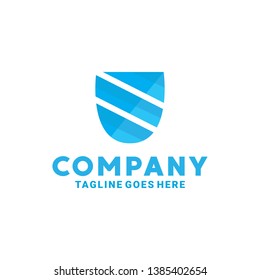 Striped Shield Logo with Flat Blue Color