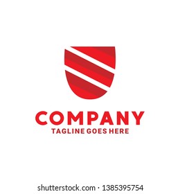Striped Shield Logo with Flat Red Color