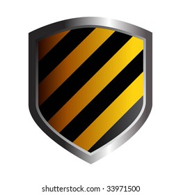 striped shield in metallic style