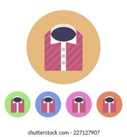 striped shirt set of round vector colored icons