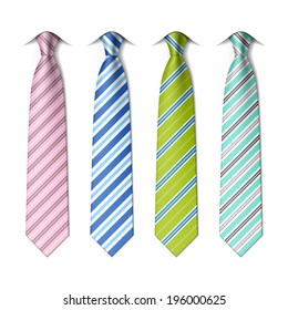 Striped silk ties template.  Easy editable colors - vector.