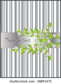 striped silver card with flowers