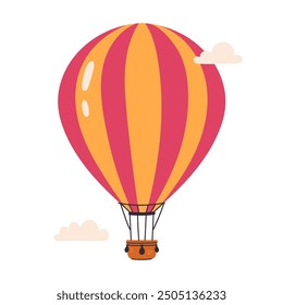 Striped simple aerostat isolate on white background. Vector graphics.