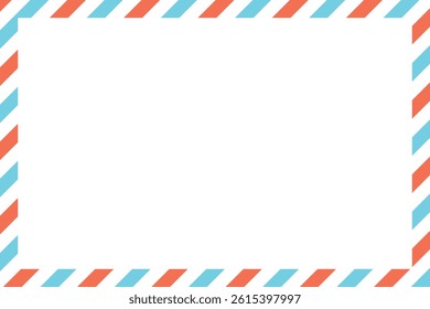 Striped simple frame illustration, light blue and orange