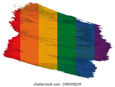striped six-color lgbt community flag as a brush stroke on a white background. pride symbols