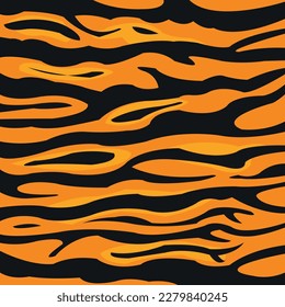 Striped skin wild animal tiger seamless pattern