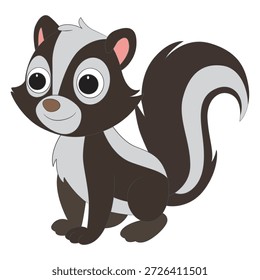 Striped skunk standing on white background