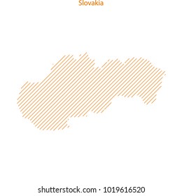 Striped Slovakia map isolated on white