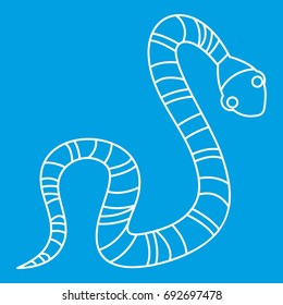Striped snake icon blue outline style isolated vector illustration. Thin line sign