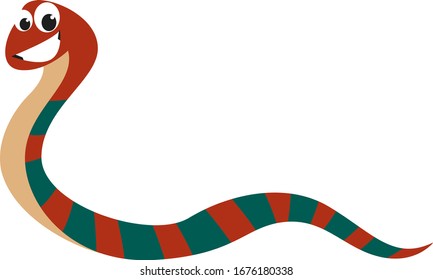 Striped snake, illustration, vector on white background.