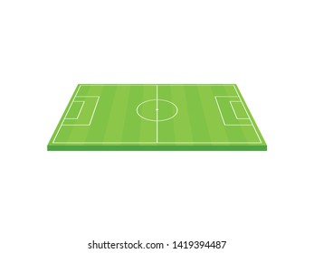 Striped soccer field on the grass. View from above. Vector illustration on white background.