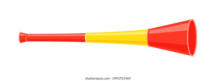 Vvuzela de trompeta de fútbol a rayas aislada en fondo blanco