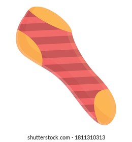 Striped sock icon. Cartoon of striped sock vector icon for web design isolated on white background