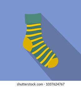 Striped sock icon. Flat illustration of striped sock vector icon for web