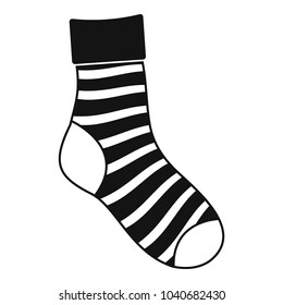 Striped sock icon. Simple illustration of striped sock vector icon for web
