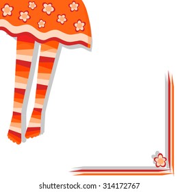 striped socks - background. Funny orange warm vector flat style illustration.
