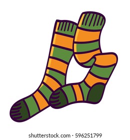 Striped Socks. Item of leprechaun. St. Patrick’s day. Vector images for your business and design. For postcards, cartoons, games, wallpapers, linen and clothing