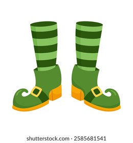 Striped socks and leprechaun boots. Traditional elements for St. Patrick's day. Vector illustration on white background.