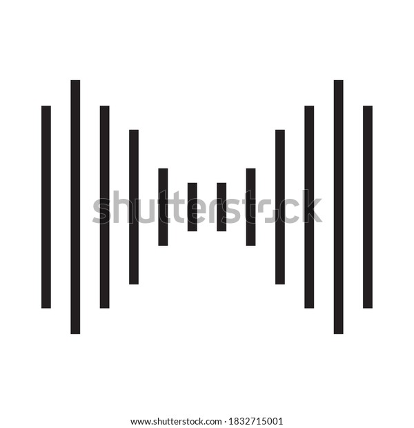 striped sound wave icon over white\
background, vector\
illustration