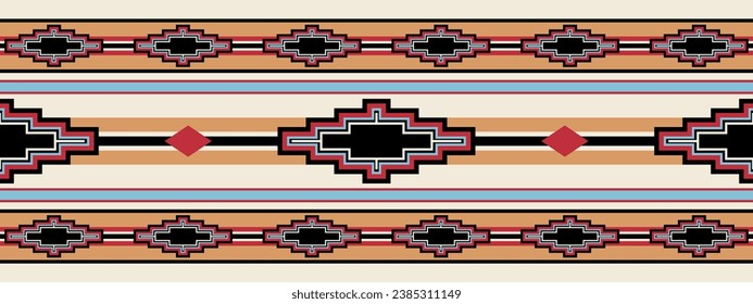 Striped Southwestern seamless repeat pattern design - Vector Illustration