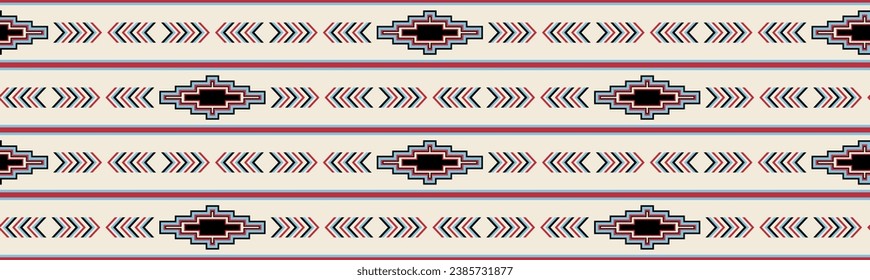 Striped Southwestern seamless repeat pattern design - Vector Illustration