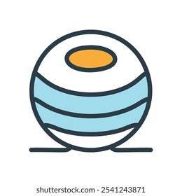 Icono de esfera rayada. Gráfico redondo juguetón, simboliza la unidad, el equilibrio y la armonía.  Perfecto para un diseño App.