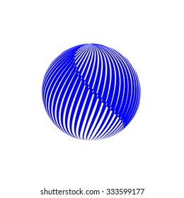 Striped sphere logo design. Illustration. Blue





