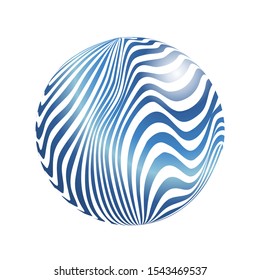 Striped Sphere. Vector 3d abstract background. Vector logo icon, Simple style.