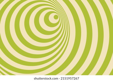 Striped spiral abstract tunnel background. Optical illusion funnel. Twisted beams. Twisted stripes light green tunnel
